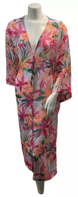 Jessica Simpson Beach Cover Up Blouse Womens Plus size 2X Pink Tropical  New