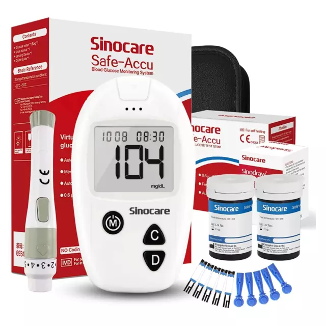 Glucómetro Medidor de glucosa en sangre Diabetes con 100 Tiras-Sinocare