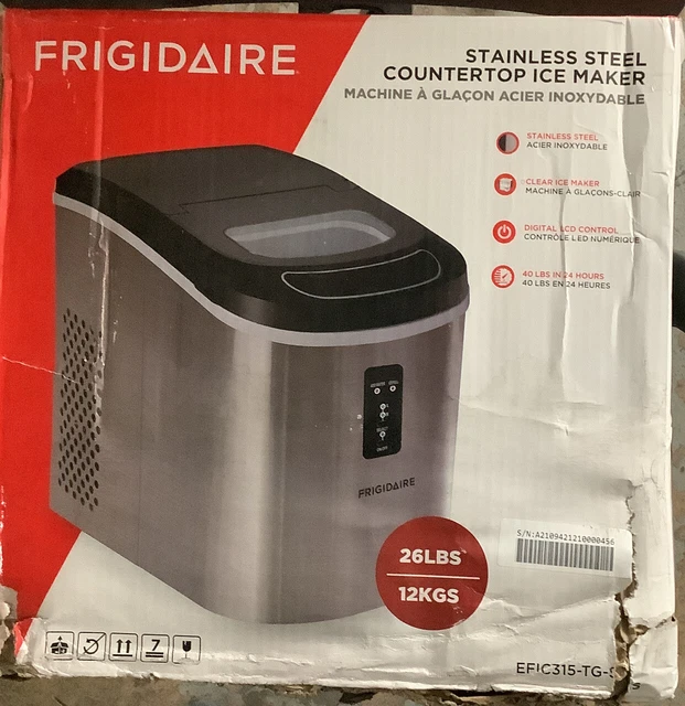 FRIGIDAIRE 26LB. COMPACT Counter Top Ice Maker, Stainless Steel