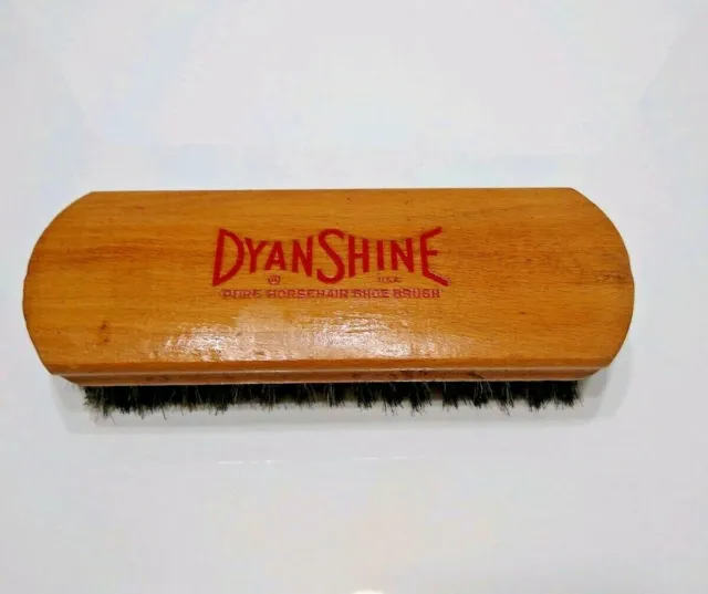 DYAN SHINE Shoe Brush Pure Horsehair USA 7.5" Shine Boot Bristle Wood Vintage
