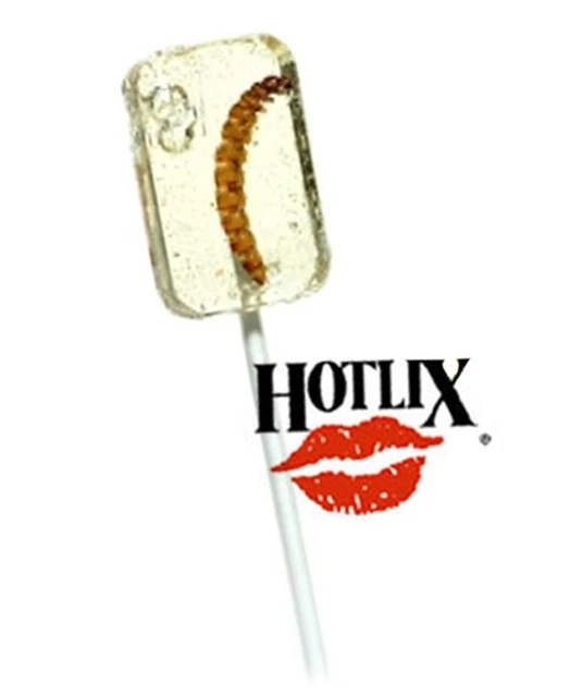 (1) Tequila Flavor Sucker Lollipop Worm HotLix Sugar Free Hard Candy Real Insect