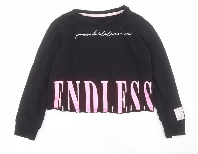 George Girls Black  Cotton Pullover Hoodie Size 7-8 Years  Pullover - Cropped