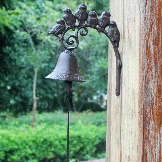 Vintage Cast Iron Birdies Bell Antique Rust Finish For Home Garden Decoration