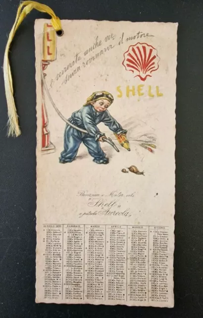 Calendario calendarietto pubblicitario Shell Nafta Illustratore Mazza Anno 1930
