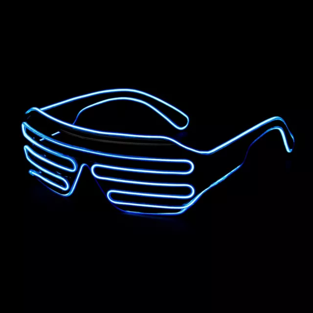 Blue El Wire LED Light Up Glasses Neon Glow Party Rave Flashing Shutter Shades