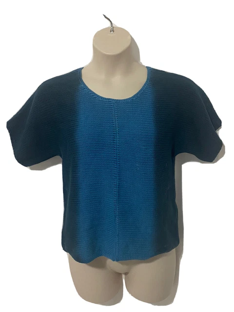 J. Jill Women's Sweater Ombre Blue Box sut short Sleeve cotton Size Small