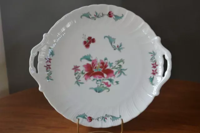 Vintage Limoges Made in France 12" Floral Cake Serving Handled Plate Platter