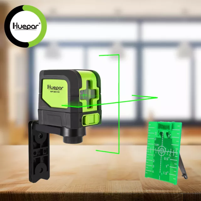 Huepar Cross Line Laser - DIY Self-Leveling Green Beam Horizontal and  Vertical Line Laser Level with 100 Ft Visibility, Bright Laser Lines with  360°