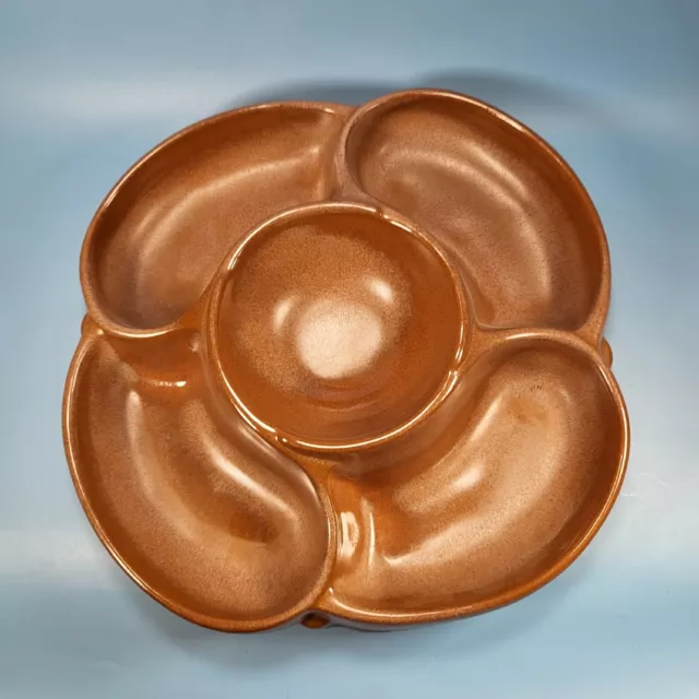 Frankoma Pottery #818 Appetizer Chip Dip Platter  Divided Serving Tray 12"