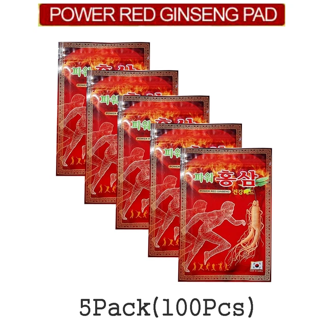 POWER RED GINSENG Patch 5Pack(100Pcs)Health Hot Pad / Pain Reliefmade