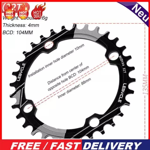 104BCD MTB Bike Narrow Wide Chainring Sprocket Single Speed (32T)