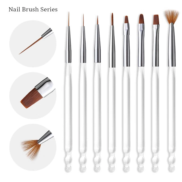 Cepillo de uñas pintura flores acrílico gel UV extensión línea de dibujo arte pluma herramienta