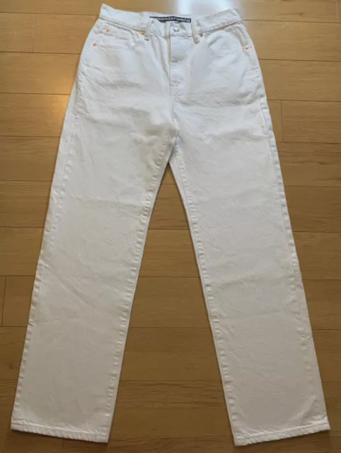 ALEXANDER WANG EZ MID-RISE RELAXED STRAIGHT JEANS in WHITE $395 TAG SIZE 30 3