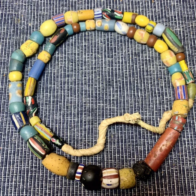 Great Strand! Antique Mixed African Trade Beads  Venetian, Czech, African Beads