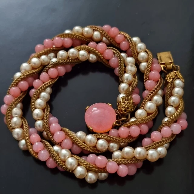 Collier Perles Multirangs Or Rose Et Argent - 40+5 Cm, Perles 5 Mm, Bijou élégant Pour Femme, Cadeau Mariage Ou Occasion Spéciale