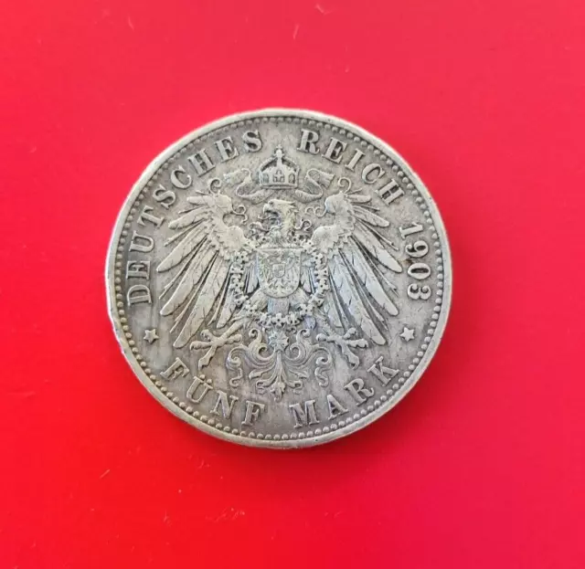PRUSSE - Monnaie 5 MARK Guillaume II 1903A