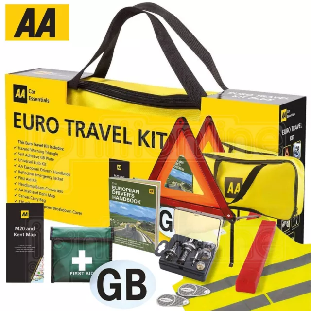AA European Travel Kit Car Driving Emergency Warning Triangle Legal EU Abroad