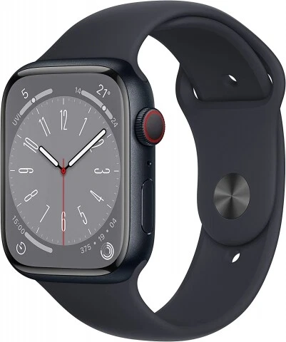 Apple Watch Series 8 [GPS + Cellular, inkl. Sportarmband mitternacht] 45mm Alu S