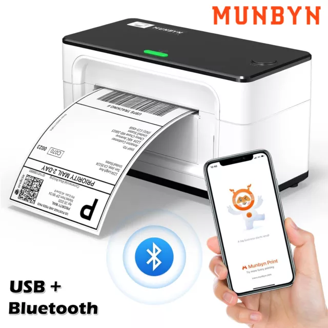 MUNBYN Bluetooth Shipping Label Printer Thermal 4x6 Labels for Royal Mail Hermes