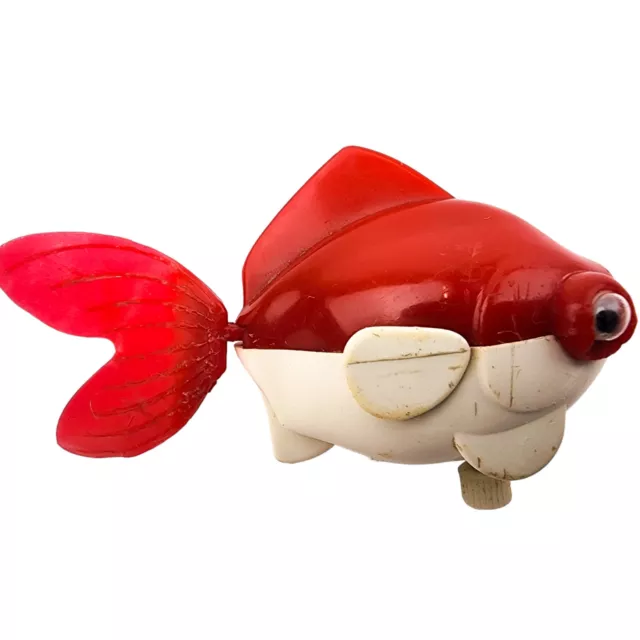 Vintage Tomy Wind Up Windup Swimming Fish Red Singapore Plastic Works