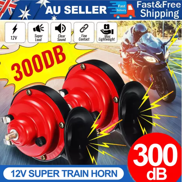 2PCS SUPER HORN 12V 300DB Super Loud Horn Snail Motorcycle Car Truck Boat  Train $12.29 - PicClick AU