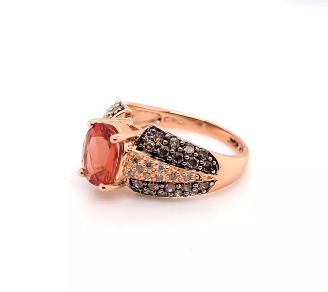 Estate $1100 14K Rose Gold Sunstone Labradorite Diamond Ring