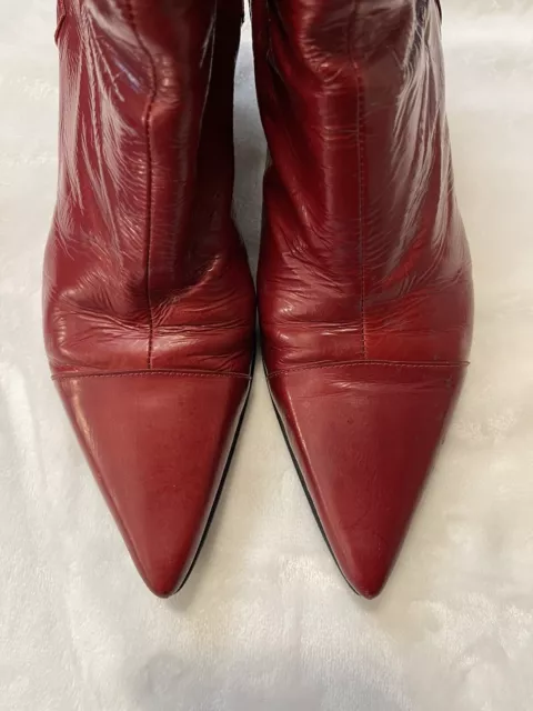 Robert Clergerie Ankle Boots Leather Heels Red 8.5 B