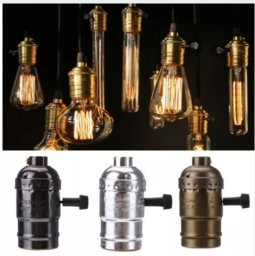 +  Portalampada E27 Vintage Edison Interruttore Switc Retro Lamp Holder + Switch