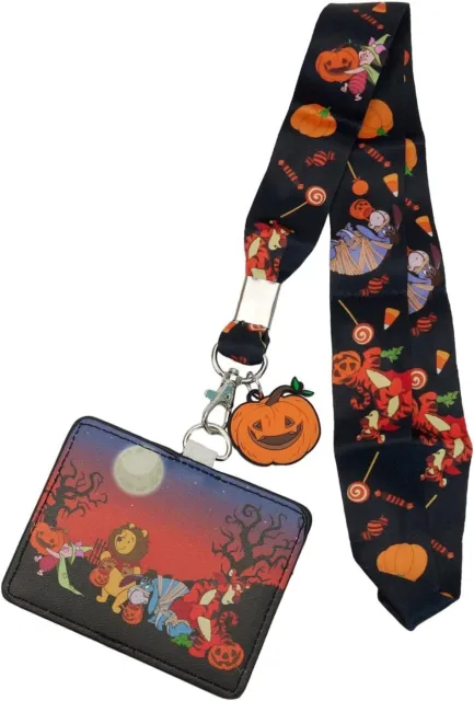 Loungefly Disney Winnie The Pooh Halloween Gang Lanyard w/Cardholder