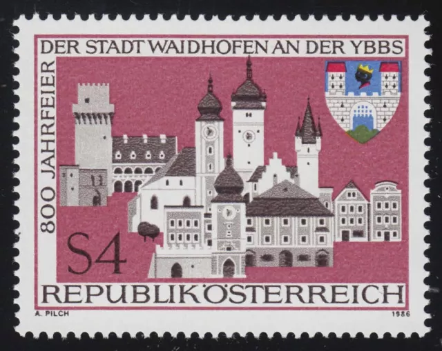 1852 800 Jahre Stadt Waidhofen a.d. Ybbs, Ansicht & Wappen, 4 S postfrisch **