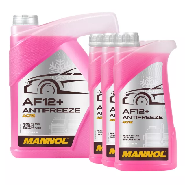 8 (5+3x1) Liter MANNOL Antifreeze AF12+ Frostschutz Fertiggemisch rot (-40°C)