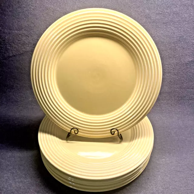 Fapor Portugal FOP3 Set Of 6 Embossed Ring Pastel Yellow Plates 10.5" D EUC