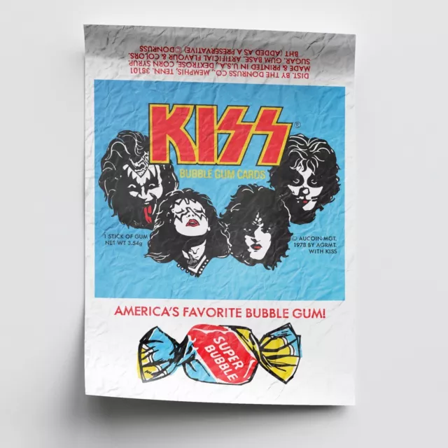 A3 KISS Band Vinyl Album Hotter Than Hell BubbleGum Wrapper 1978 Poster Vintage