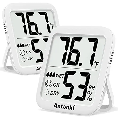 Room Thermometer for Home, 2 Temperature and Humidity Gauge 2 Pack - White