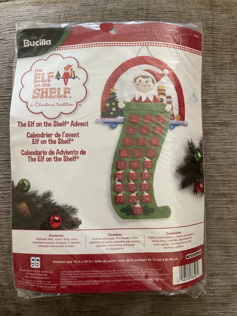 Kit de apliques de fieltro Bucilla 86507 Elfos Calendario de Adviento Navidad Cuenta regresiva Abierta