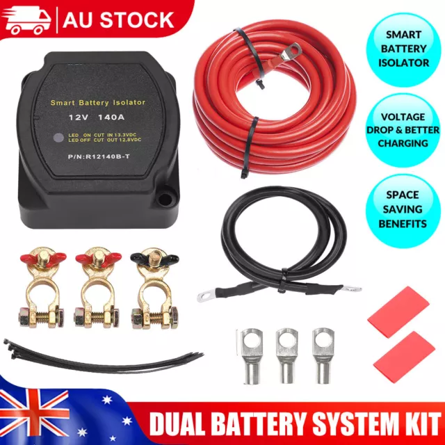 12V DUAL BATTERY System Isolator Voltage Sensitive Relay with Cables