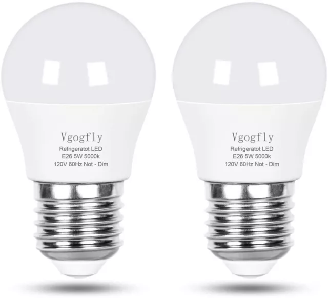 Vgogfly LED Refrigerator Light Bulb 40W Equivalent 120V A15 Fridge, Pack of 2