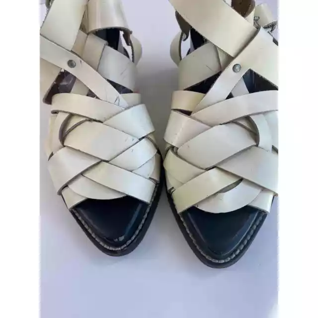 ACNE Studios White Leather Woven Gladiator Strappy Sandals Pointed Toe Size 36 3