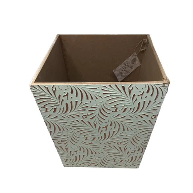 Luscious Living Waste Paper Trash Bin Basket 10.5" x 9.5" Wooden NWD