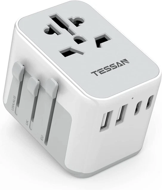 Adaptateur Prise Universelle, Adaptateur Universel de Voyage avec 4 USB