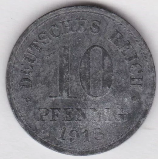 Münze Deutsches Reich 10 Pfennig 1918. WWI. German Empire coin 1918