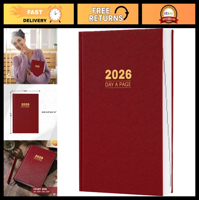 2026 DAILY PLANNER - Full Page Per Day Diary, Agenda Jan-Dec, 5.8"x8.4 ...