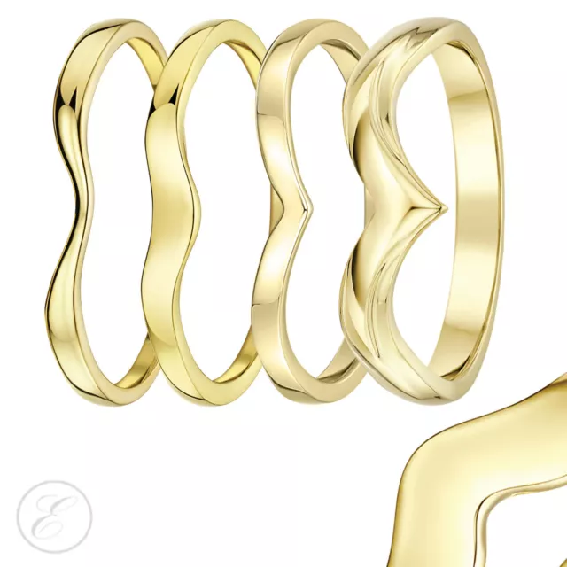 9ct Yellow Gold Ring Curved Wishbone Wedding Ring Band