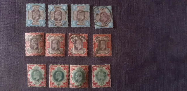 Stamps Great Britain Edv11 9D/10D/1/- X4 Of Each Fine Used.