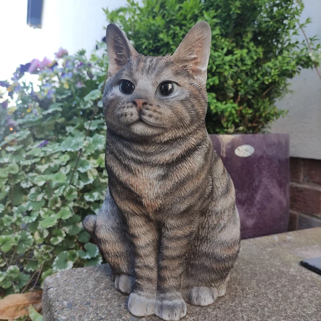 Vivid Arts Sitting Tabby Cat Home Garden Deco, XRL-SC33-D, NEW GIFT