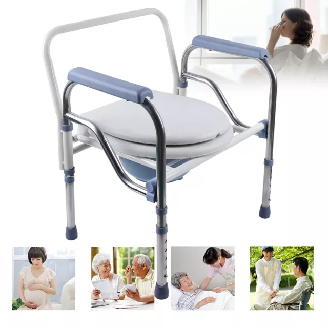Robusta silla de inodoro silla de inodoro ayuda de inodoro silla de noche cubo para personas mayores plegable /