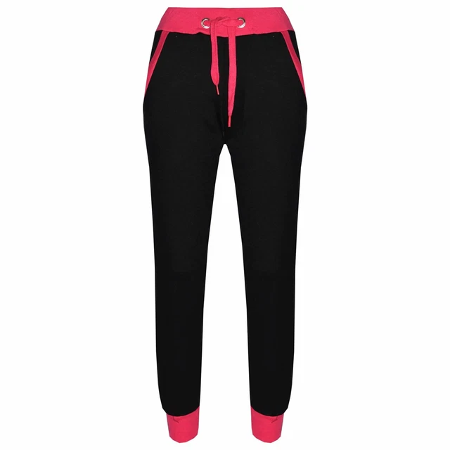 Bambine Rosa Scuola Pantaloni Pile Jogging Bicolore con Risvolto Pantaloni Tuta