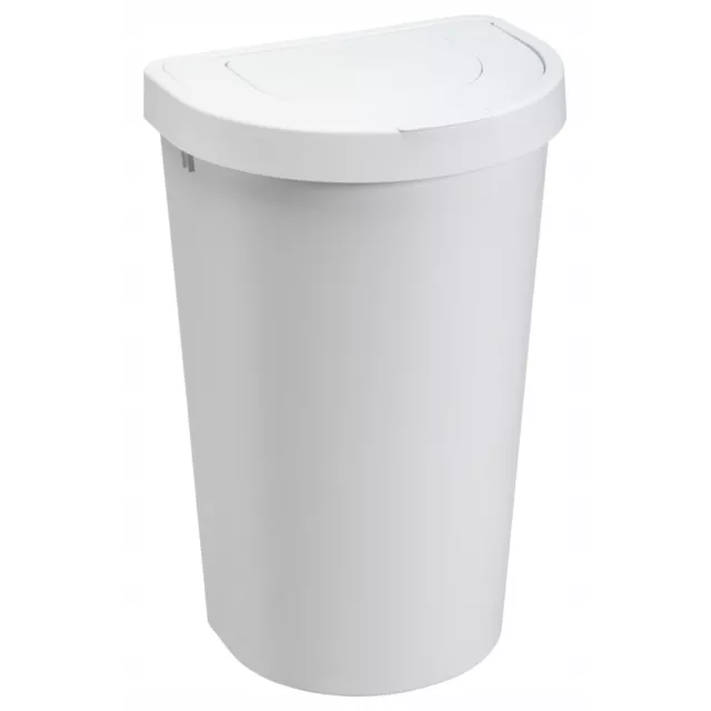 Corbeille à papier, couvercle rabattable, blanc, 45 l, Seattle Swing Corbeille.