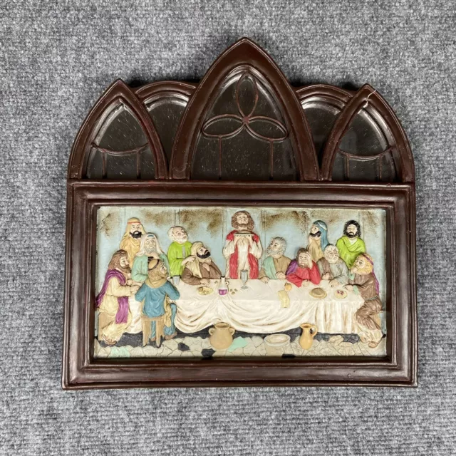 Collections Etc Vintage Jesus and The Last Supper Mirror with 3D Scene Church