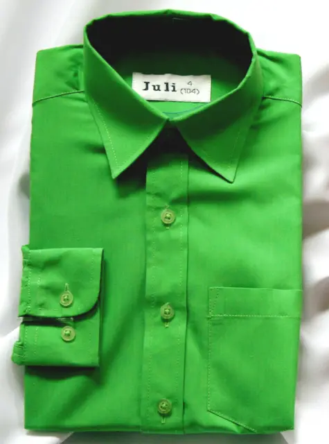 Kinder Hemd Jungen langarm klassisch uni Kinderhemd Jungenhemd grün 80-164 NEU